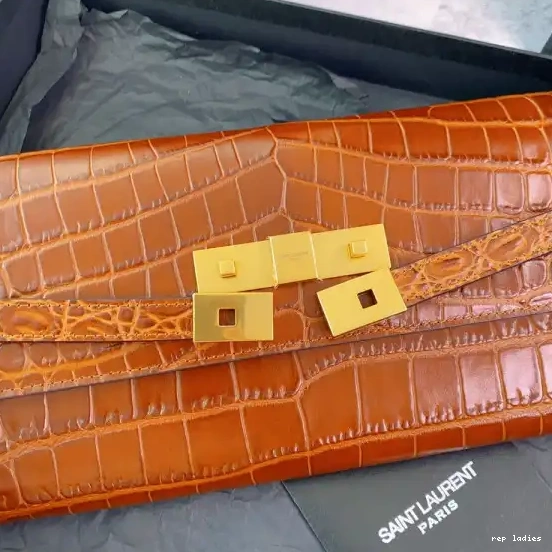 Repzbay REP YSL IN LEATHER CLUTCH MANHATTAN CROCODILE-EMBOSSED 0518